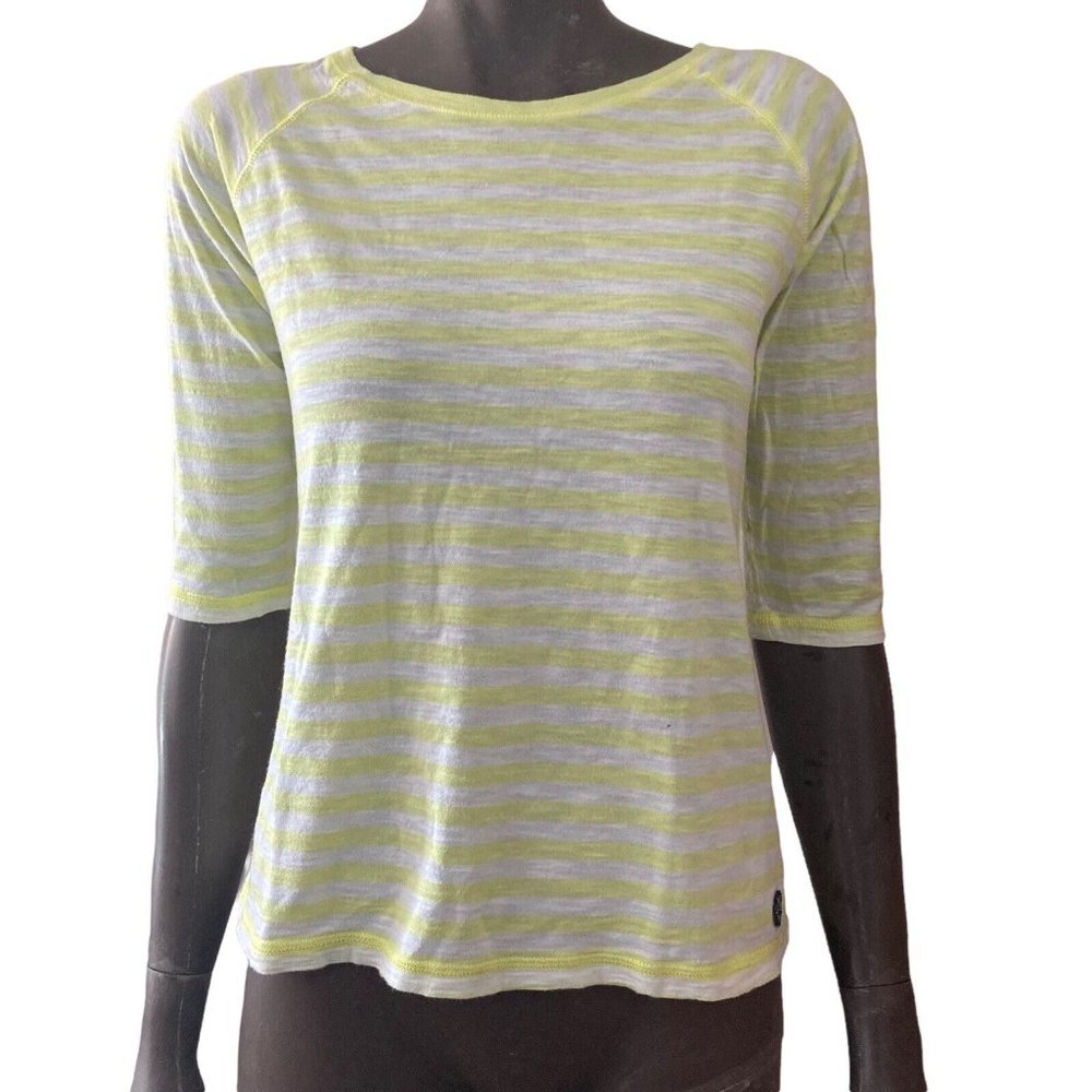 American Vintage CC Double O Tshirt Yellow And White Striped Womens Medium